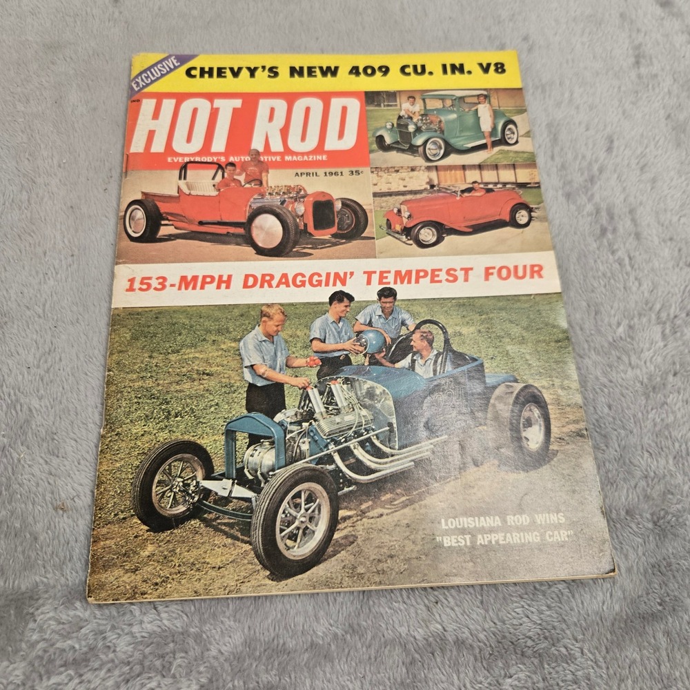 Hot Rod Magazine April 1961 Chevy 409 V8 Tempest Four Vintage Drag Racing Auto